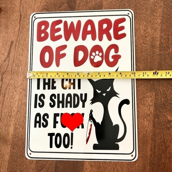 FUNNY Sign, Metal Sign Decor, Beware of Dog, Sign, Nice Condition - Picture 2 of 5